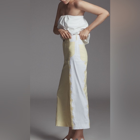 Anthropologie Pants - Anthropologie Maeve The Colette Two-Tone Yellow and White Cropped Pants